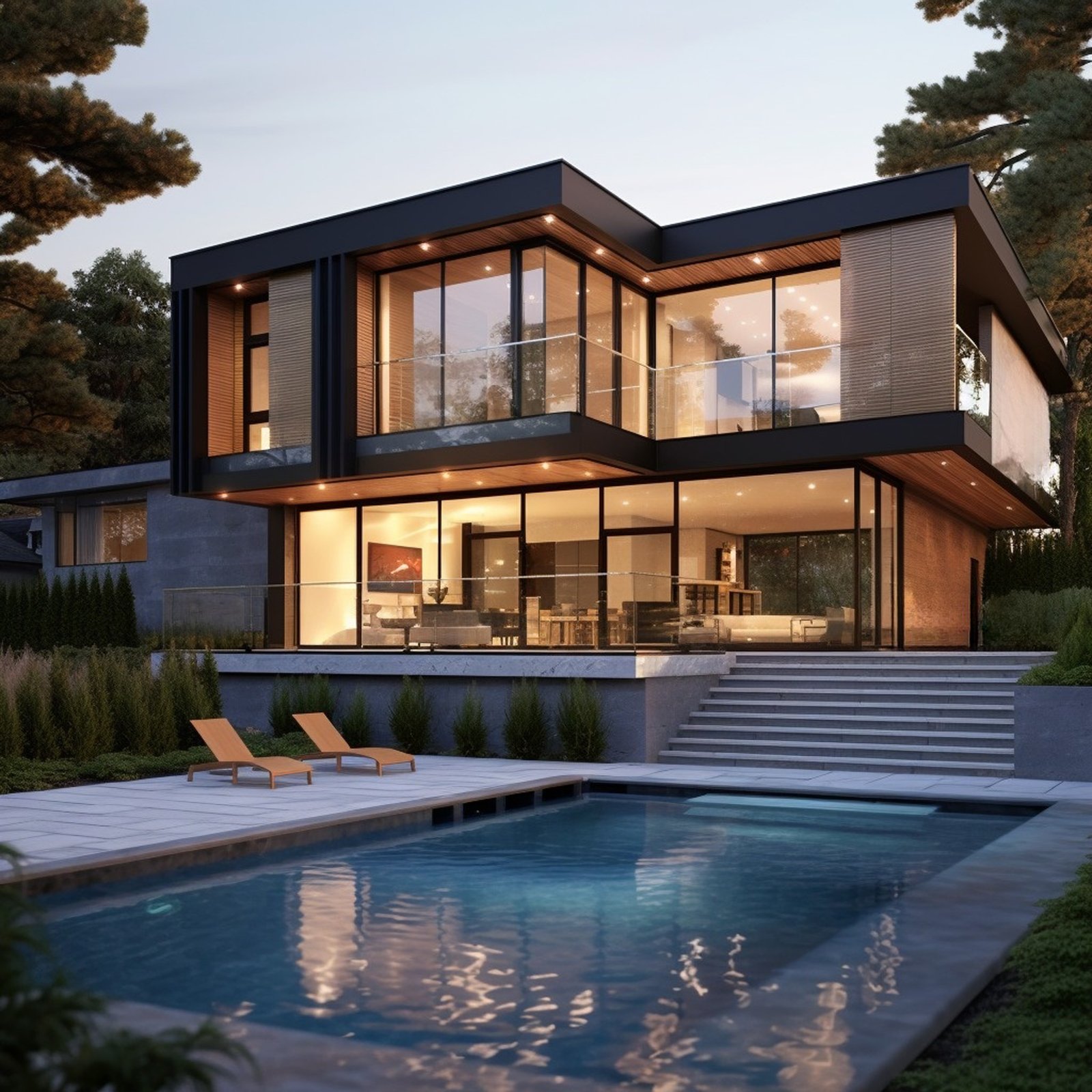 Residência com piscina integrada à arquitetura
